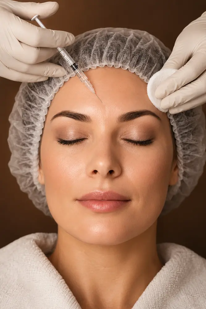 Woman receiving Botox injections for facial wrinkles