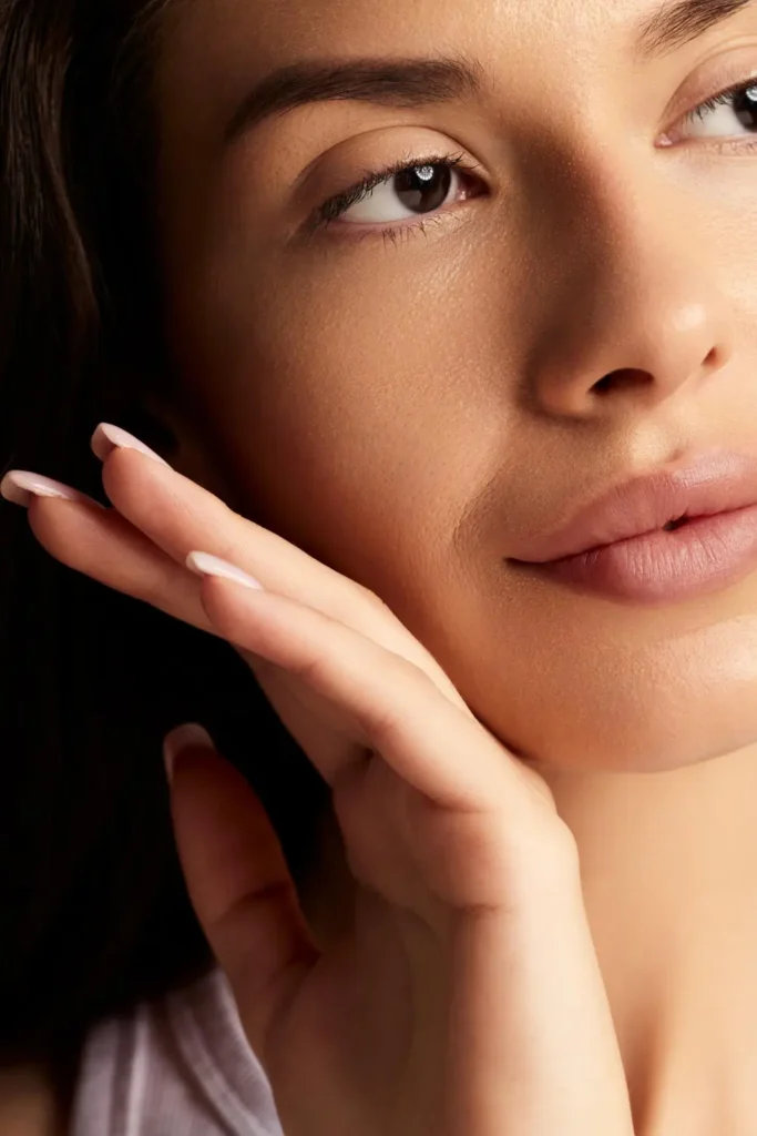 Woman with smooth, healthy-looking facial skin
